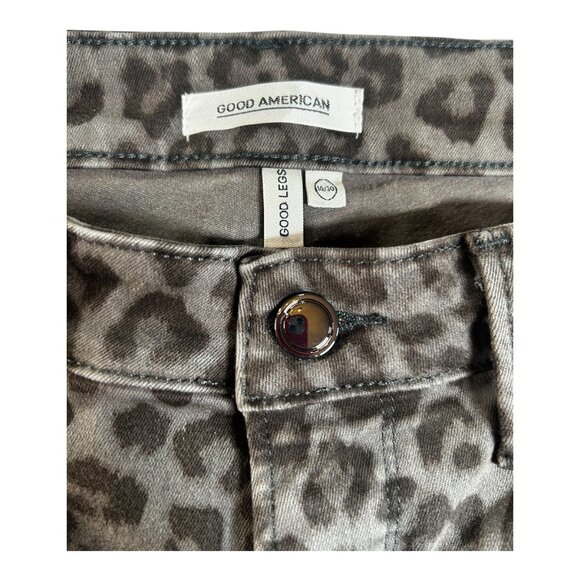 Good American Lucky Leopard Skinny Jeans Gray High Rise Stretchy Sz 10 - Picture 3 of 7